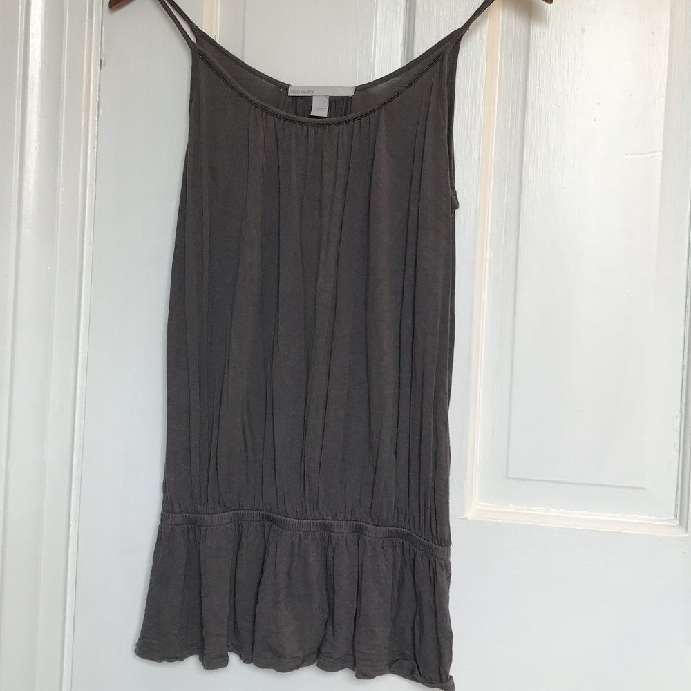 Old Navy Spaghetti Strap Top, Gray, Beaded detail, Size S